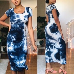 Blue & White Tie Dye Maxi Dress S/M